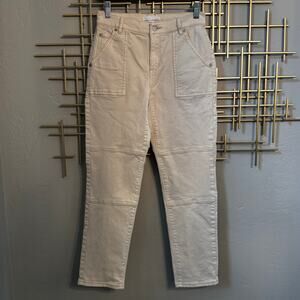 LOFT Ivory Utility High Rise Patch Pocket Jeans Size 0